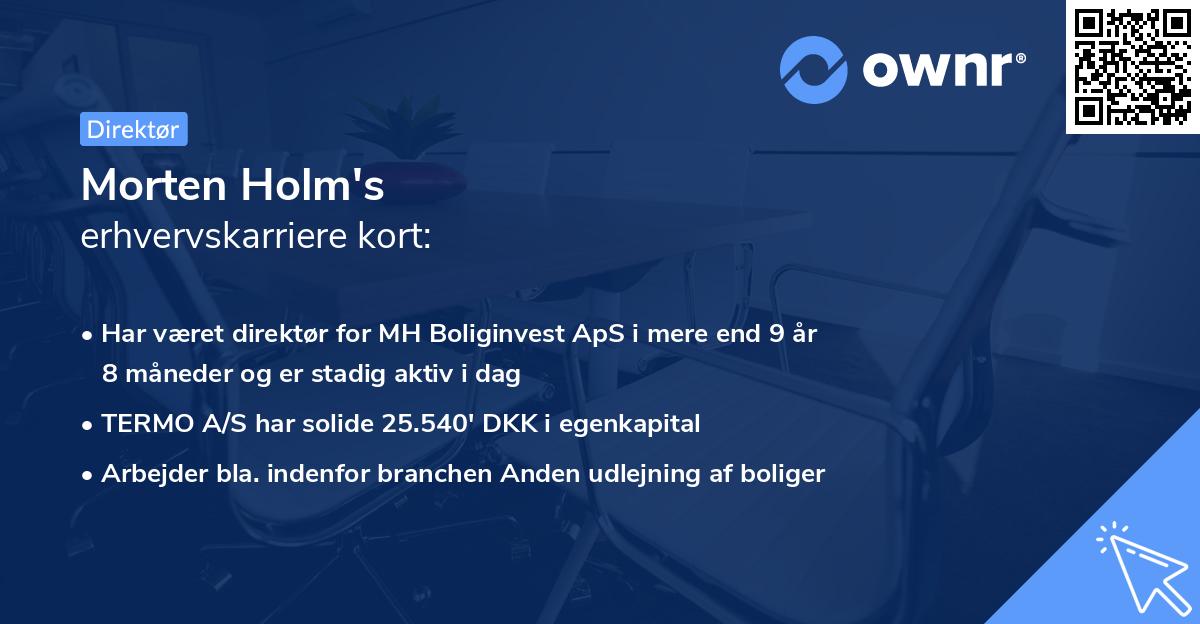 Morten Holm's erhvervskarriere kort