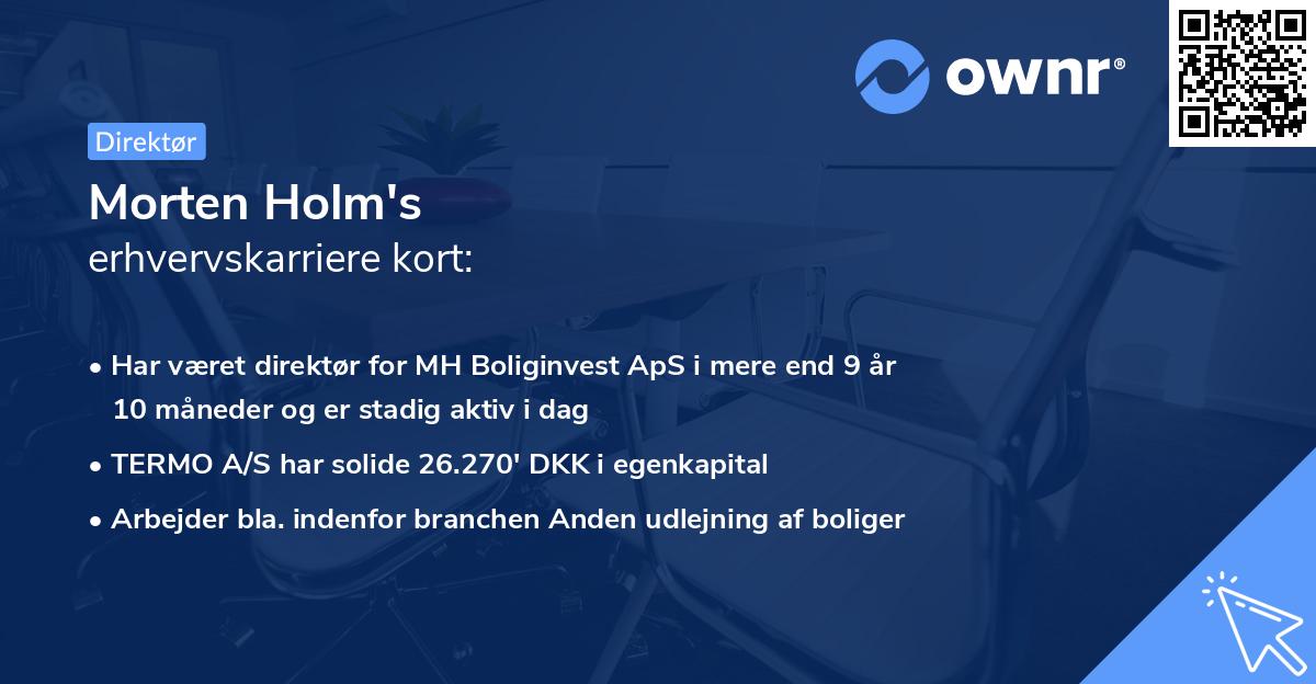 Morten Holm's erhvervskarriere kort