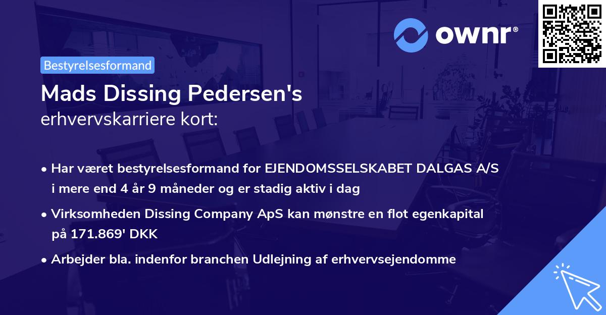 Mads Dissing Pedersen's erhvervskarriere kort
