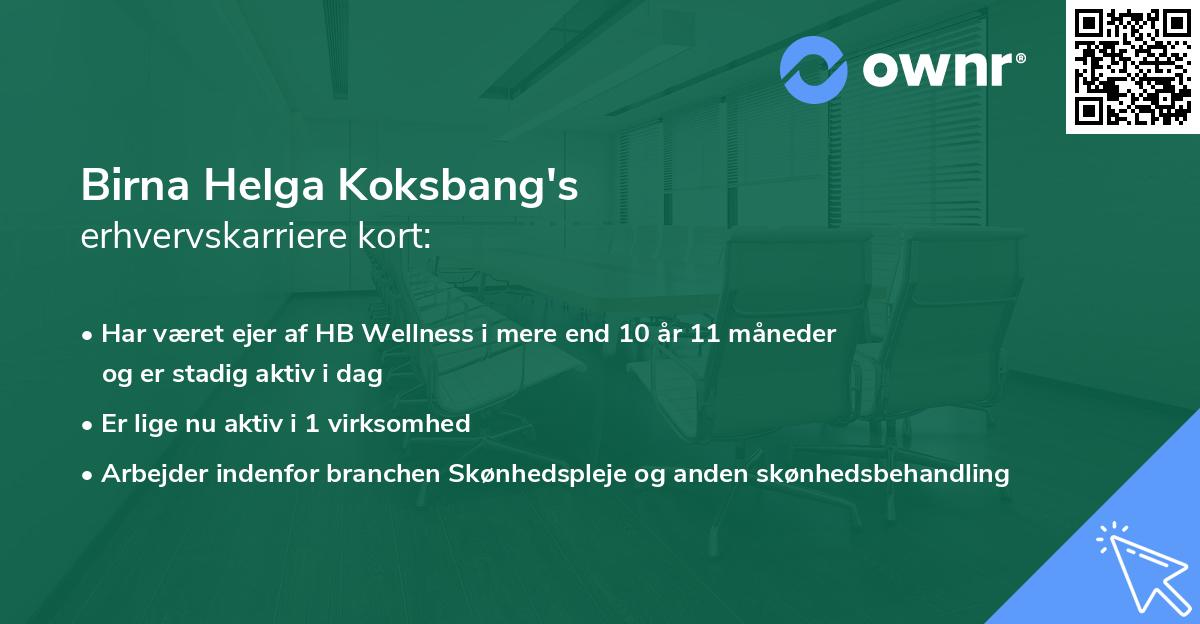 Birna Helga Koksbang's erhvervskarriere kort