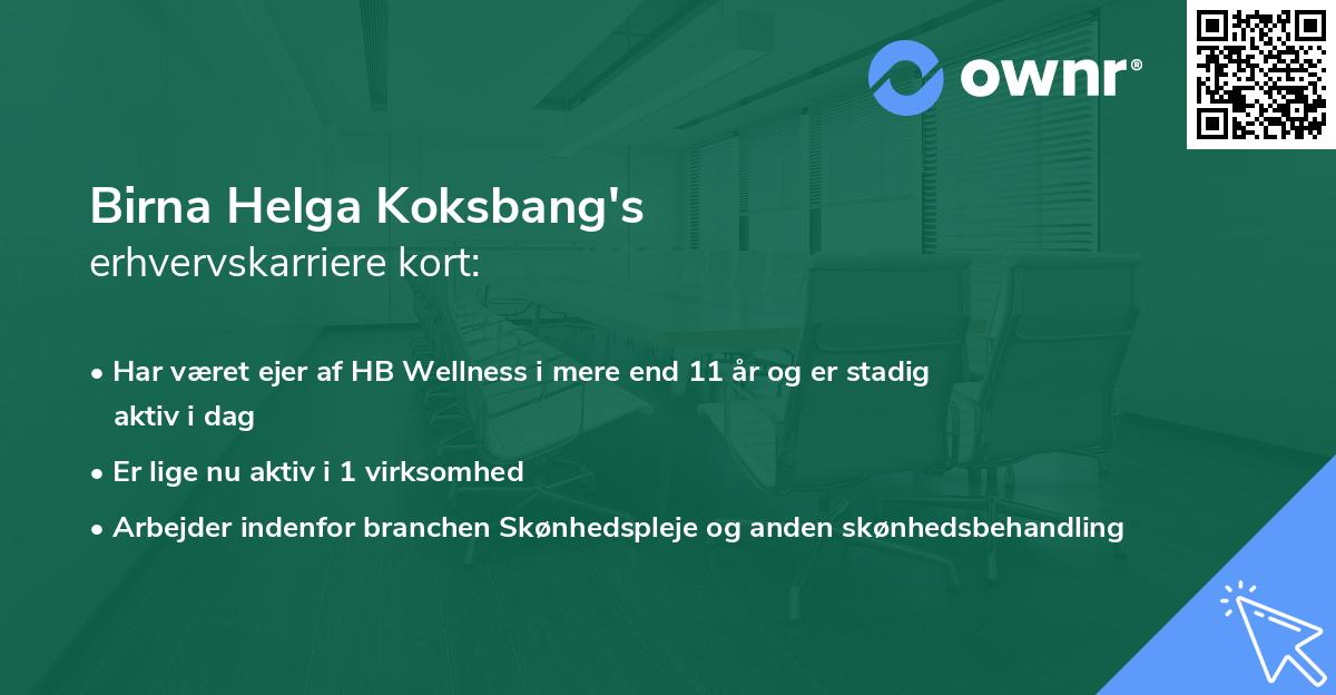 Birna Helga Koksbang's erhvervskarriere kort