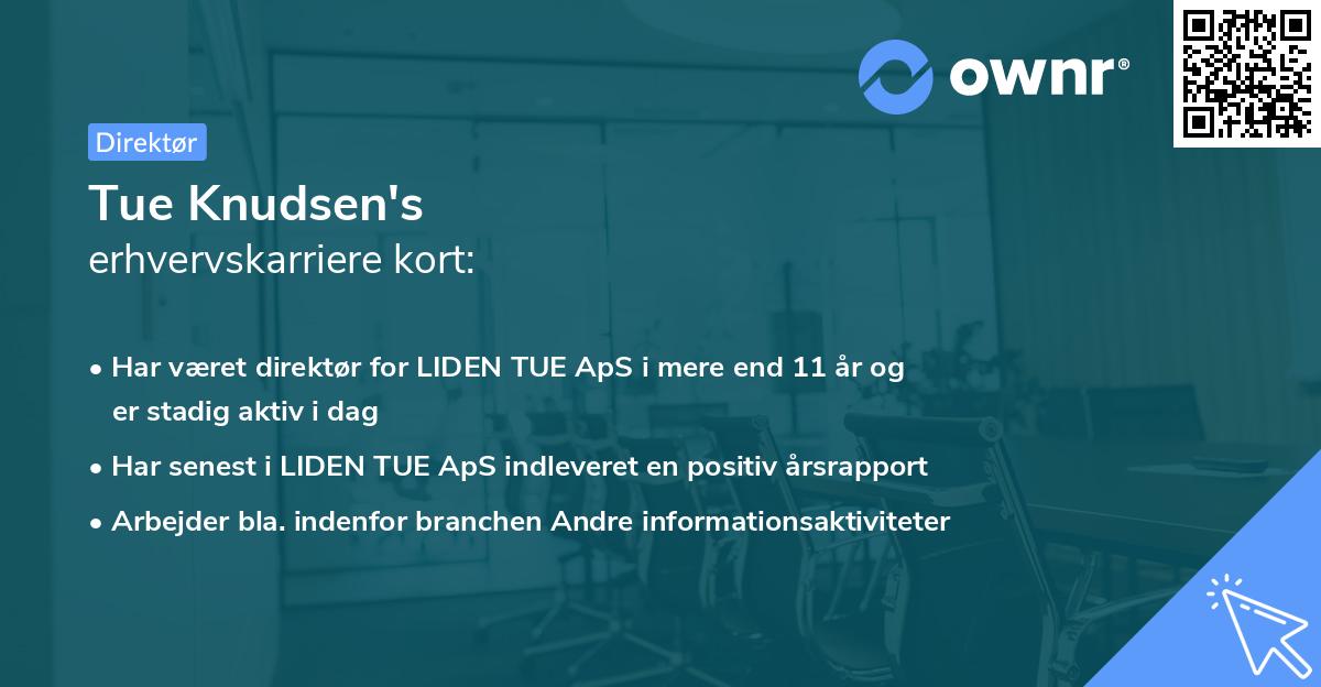 Tue Knudsen's erhvervskarriere kort
