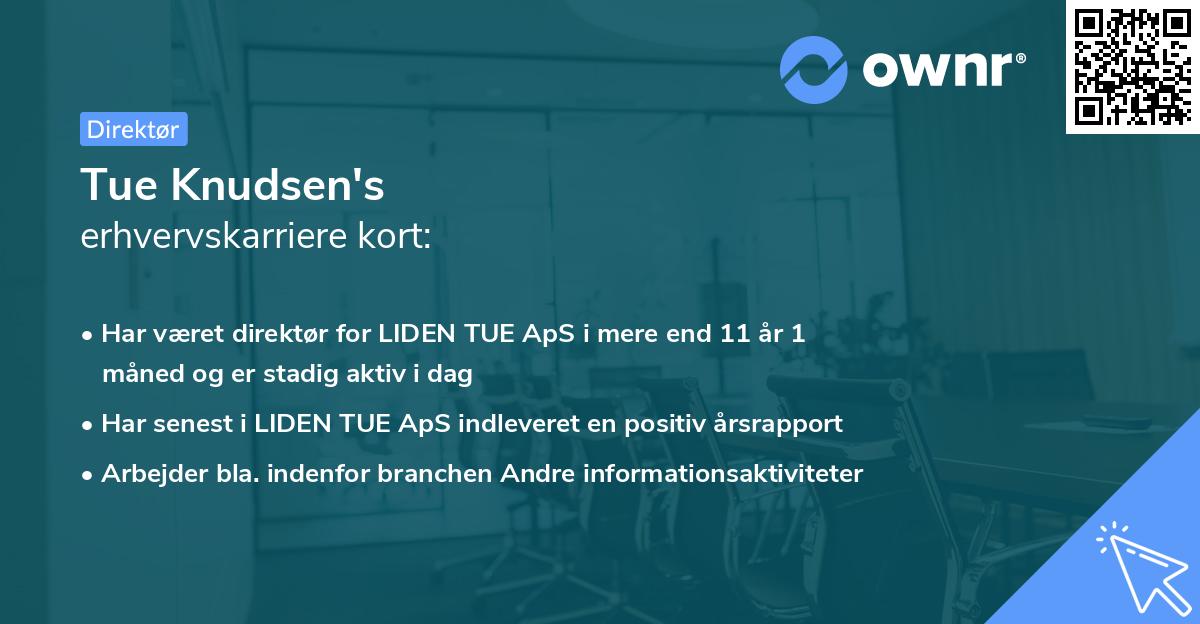 Tue Knudsen's erhvervskarriere kort