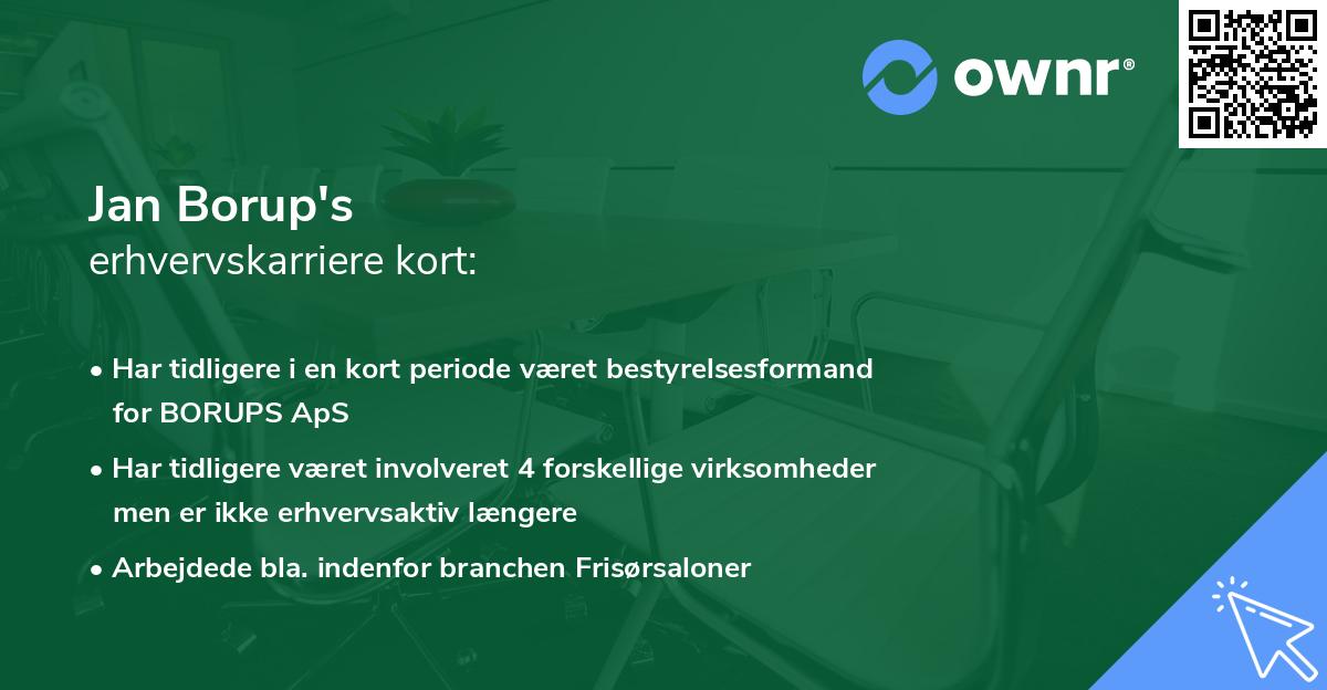 Jan Borup's erhvervskarriere kort
