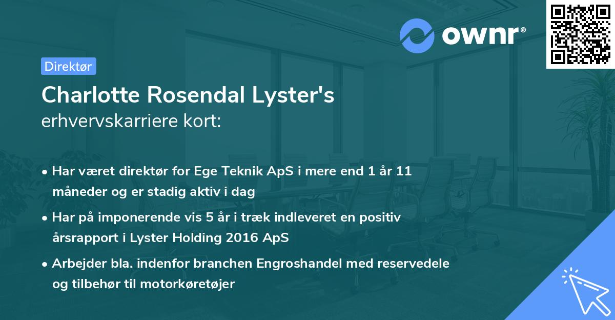 Charlotte Rosendal Lyster's erhvervskarriere kort