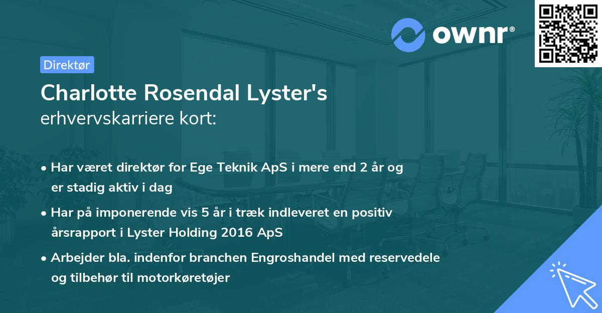 Charlotte Rosendal Lyster's erhvervskarriere kort