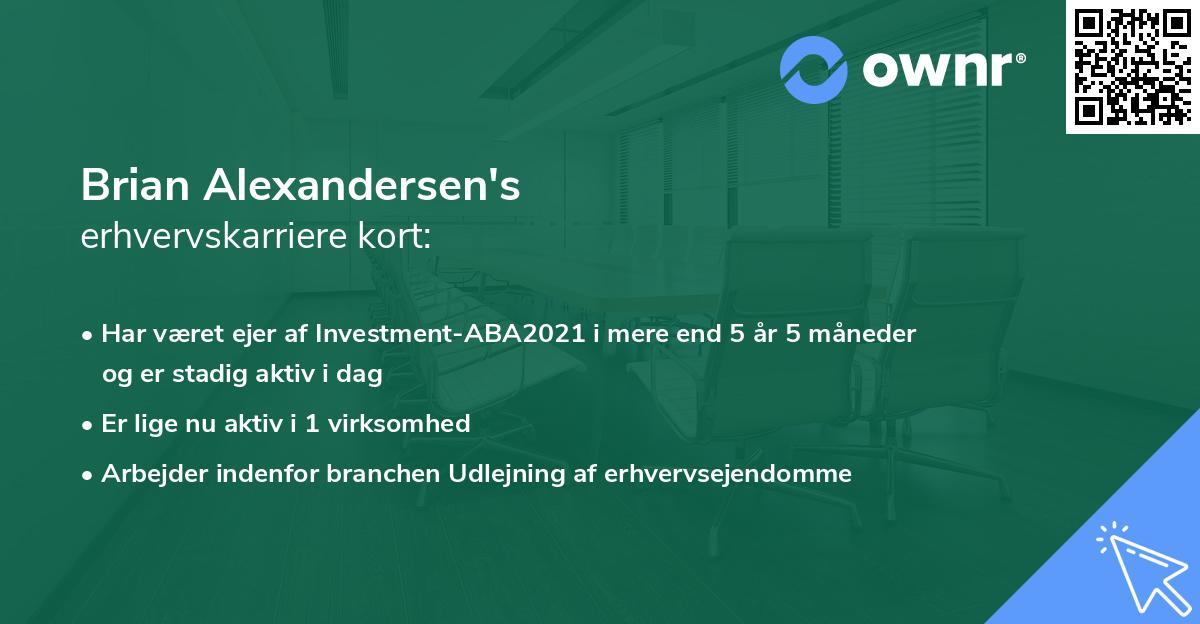 Brian Alexandersen's erhvervskarriere kort