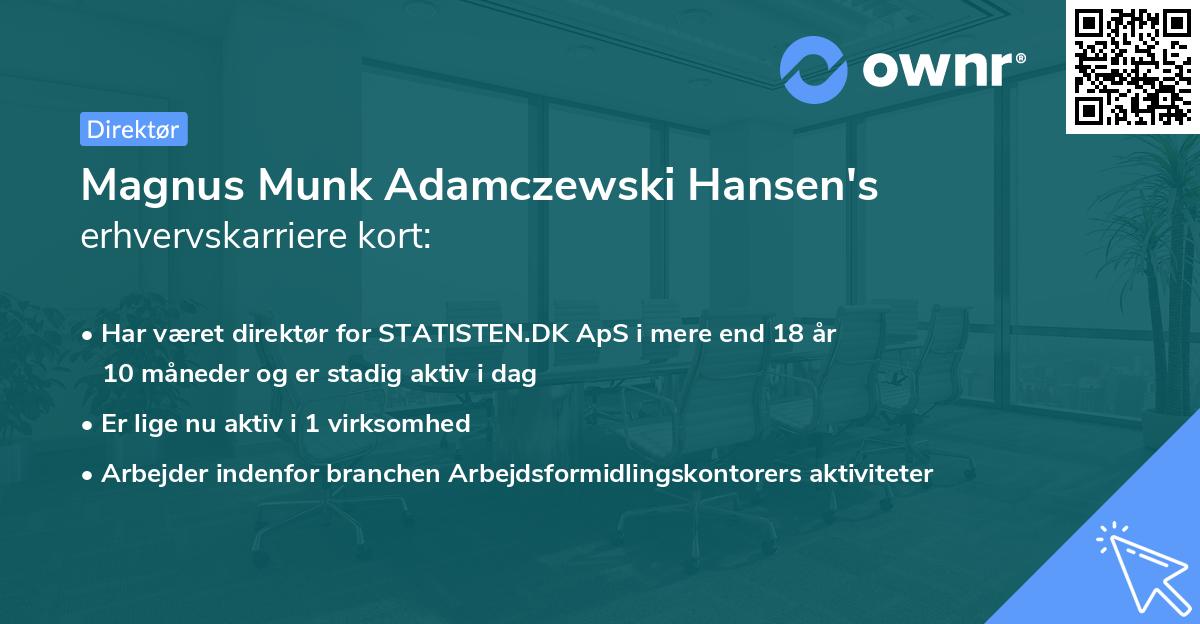 Magnus Munk Adamczewski Hansen's erhvervskarriere kort
