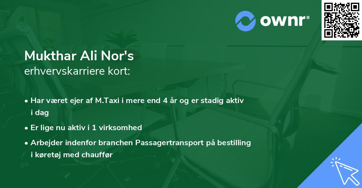 Mukthar Ali Nor's erhvervskarriere kort