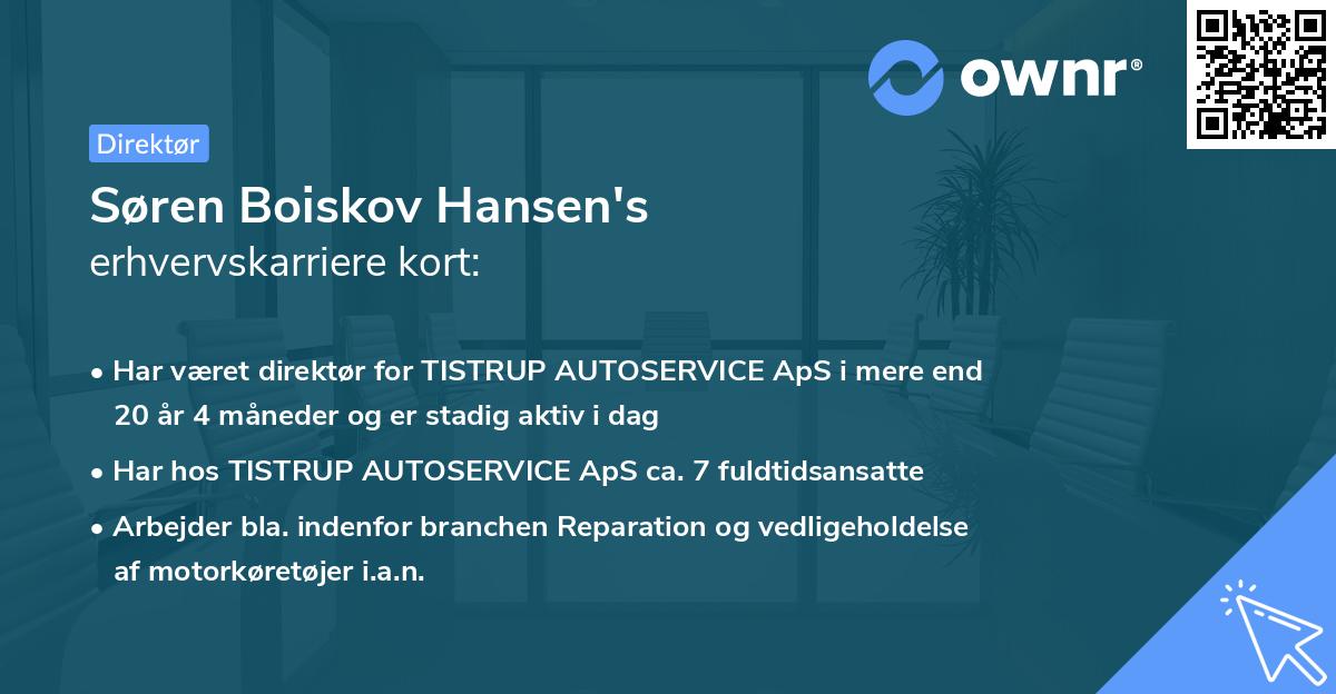 Søren Boiskov Hansen's erhvervskarriere kort
