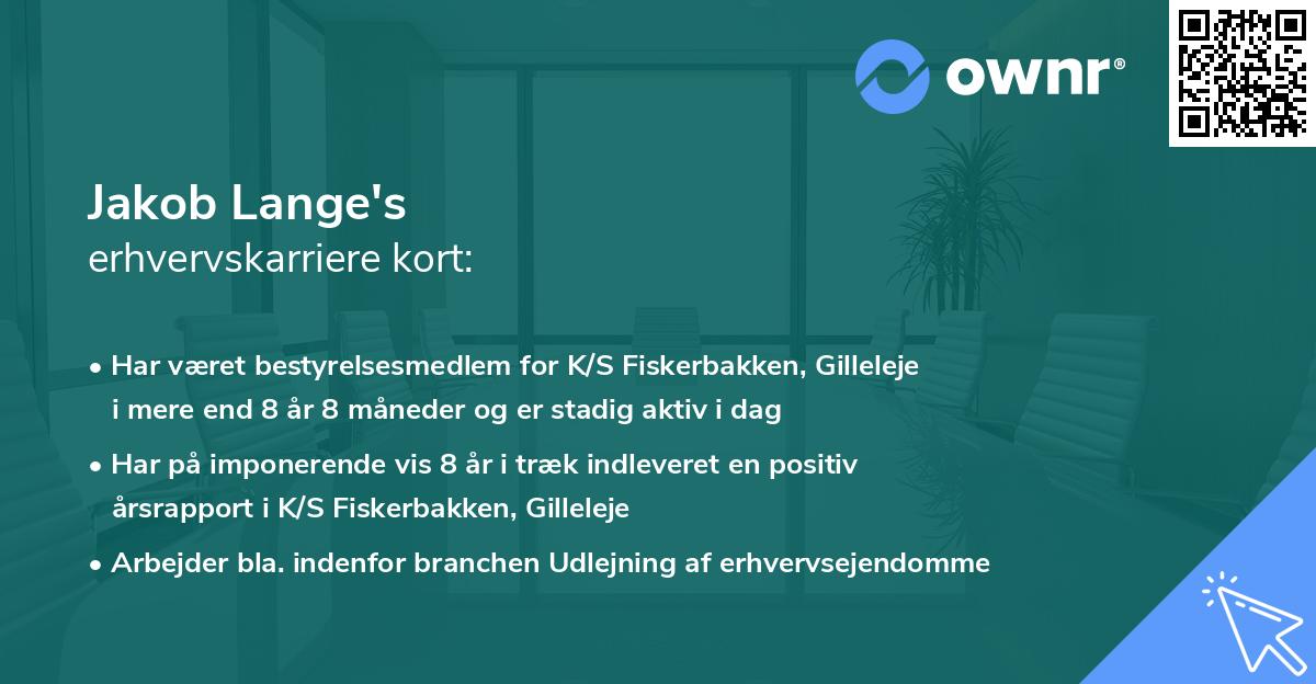 Jakob Lange's erhvervskarriere kort