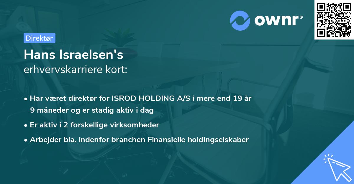 Hans Israelsen's erhvervskarriere kort
