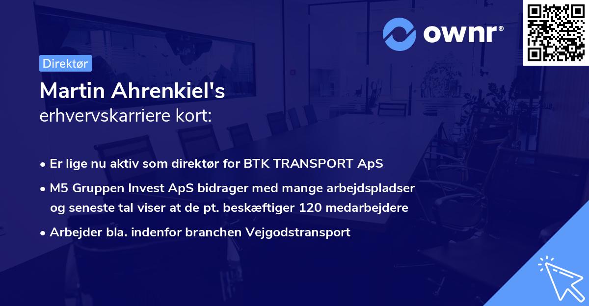 Martin Ahrenkiel's erhvervskarriere kort