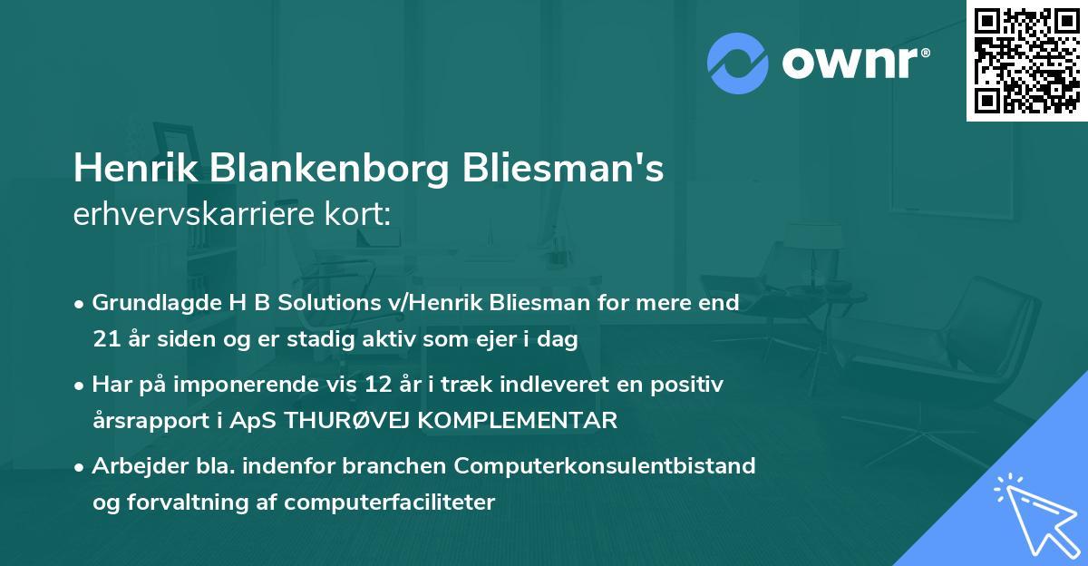 Henrik Blankenborg Bliesman's erhvervskarriere kort