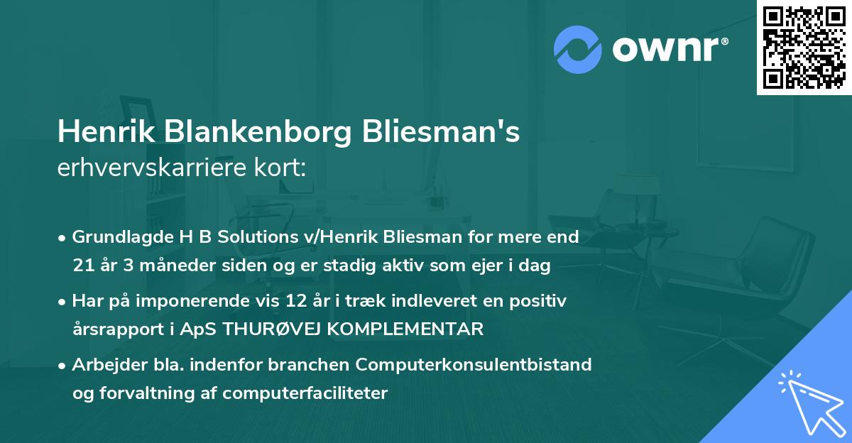 Henrik Blankenborg Bliesman's erhvervskarriere kort