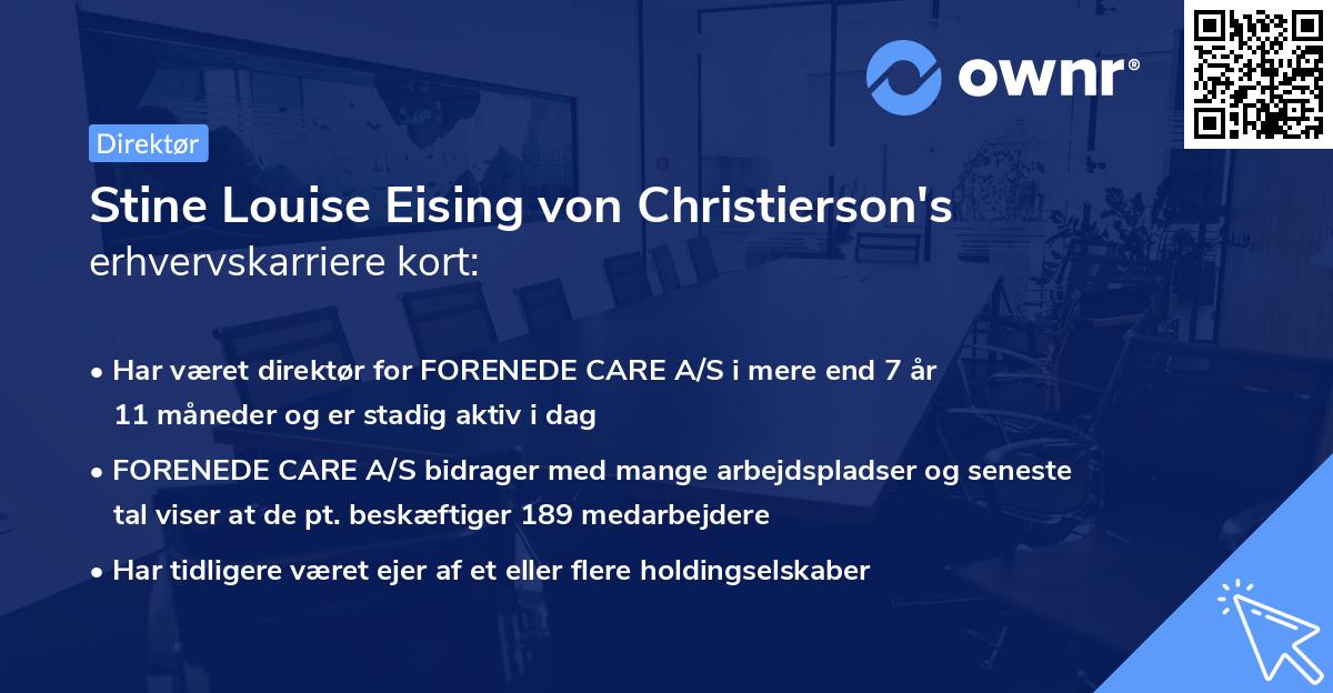 Stine Louise Eising von Christierson's erhvervskarriere kort