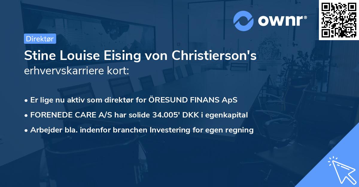 Stine Louise Eising von Christierson's erhvervskarriere kort