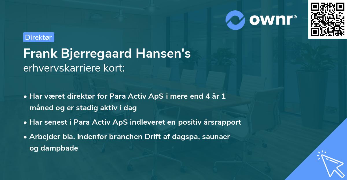 Frank Bjerregaard Hansen's erhvervskarriere kort
