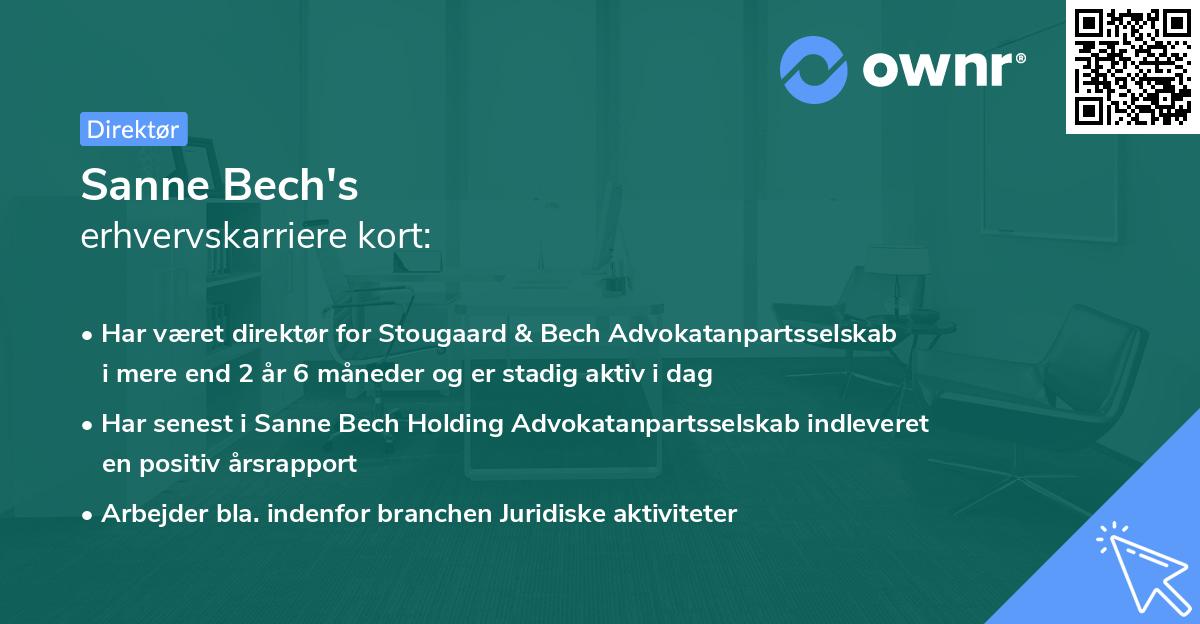 Sanne Bech's erhvervskarriere kort