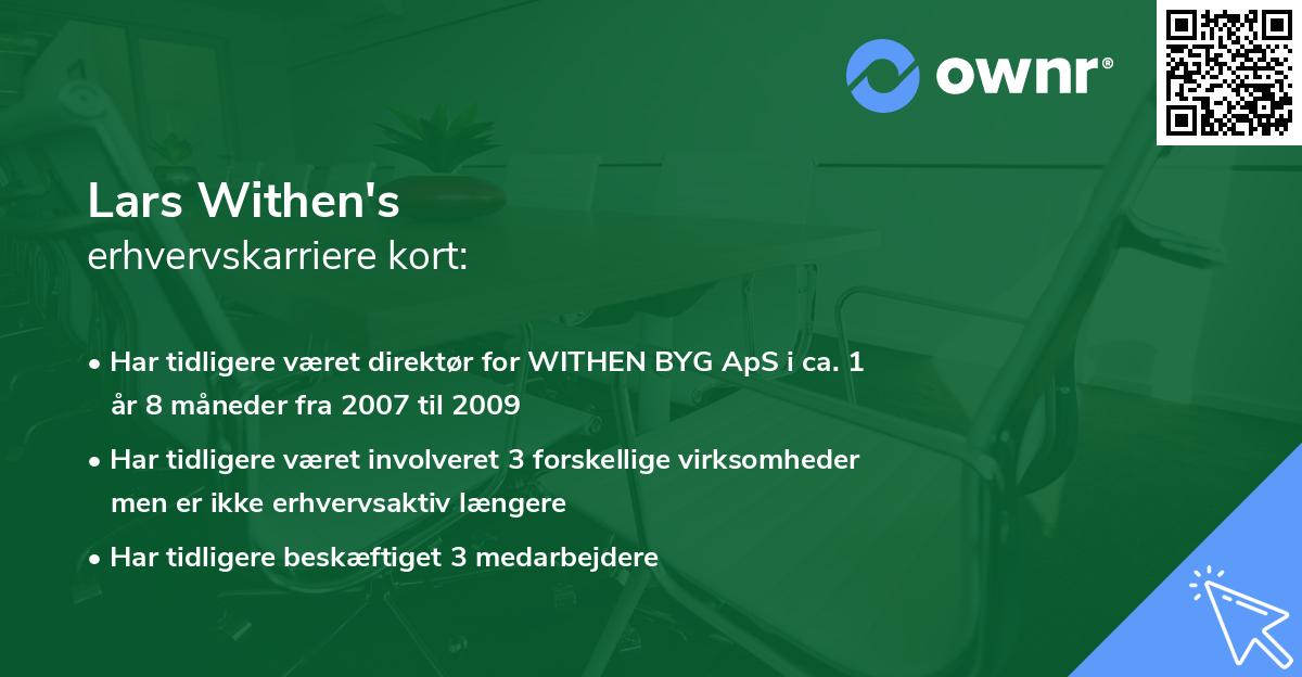 Lars Withen's erhvervskarriere kort