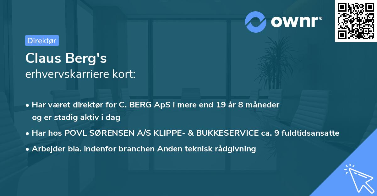Claus Berg's erhvervskarriere kort