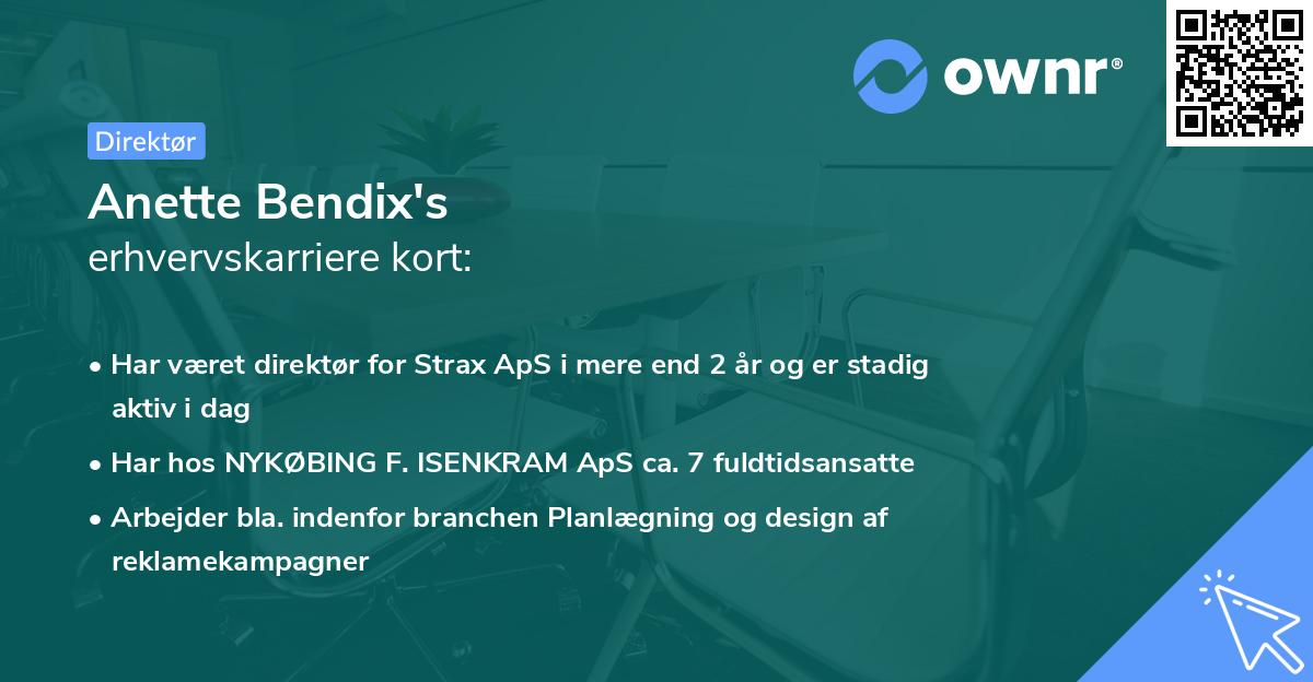 Anette Bendix's erhvervskarriere kort