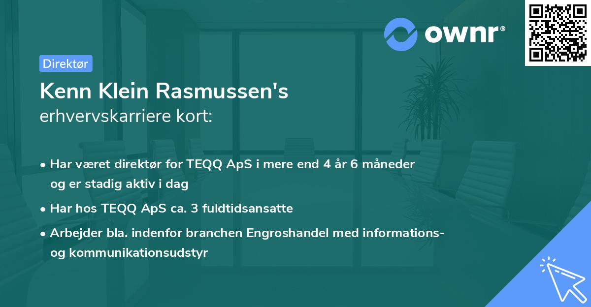 Kenn Klein Rasmussen's erhvervskarriere kort