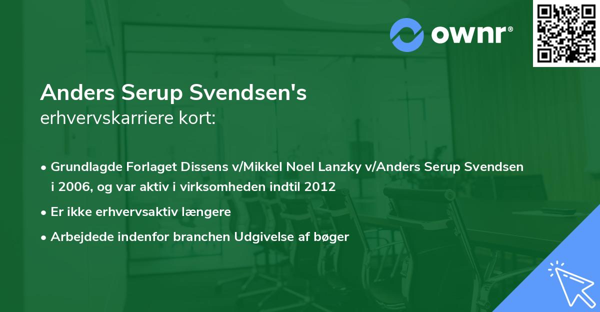 Anders Serup Svendsen's erhvervskarriere kort