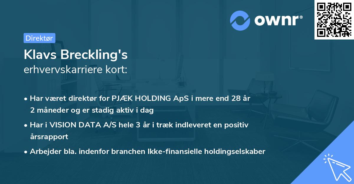 Klavs Breckling's erhvervskarriere kort