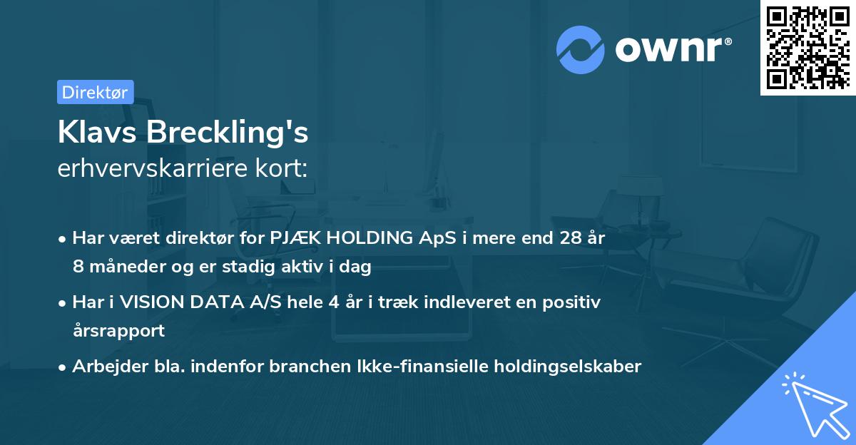 Klavs Breckling's erhvervskarriere kort