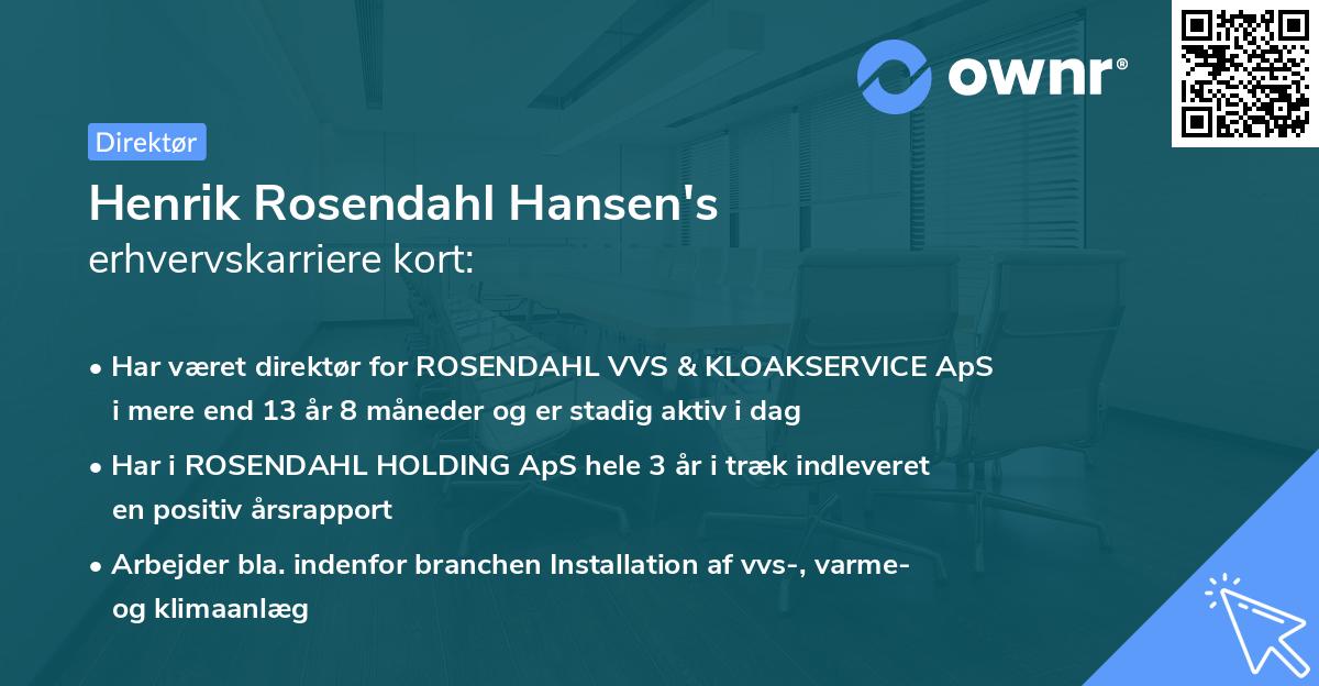 Henrik Rosendahl Hansen's erhvervskarriere kort