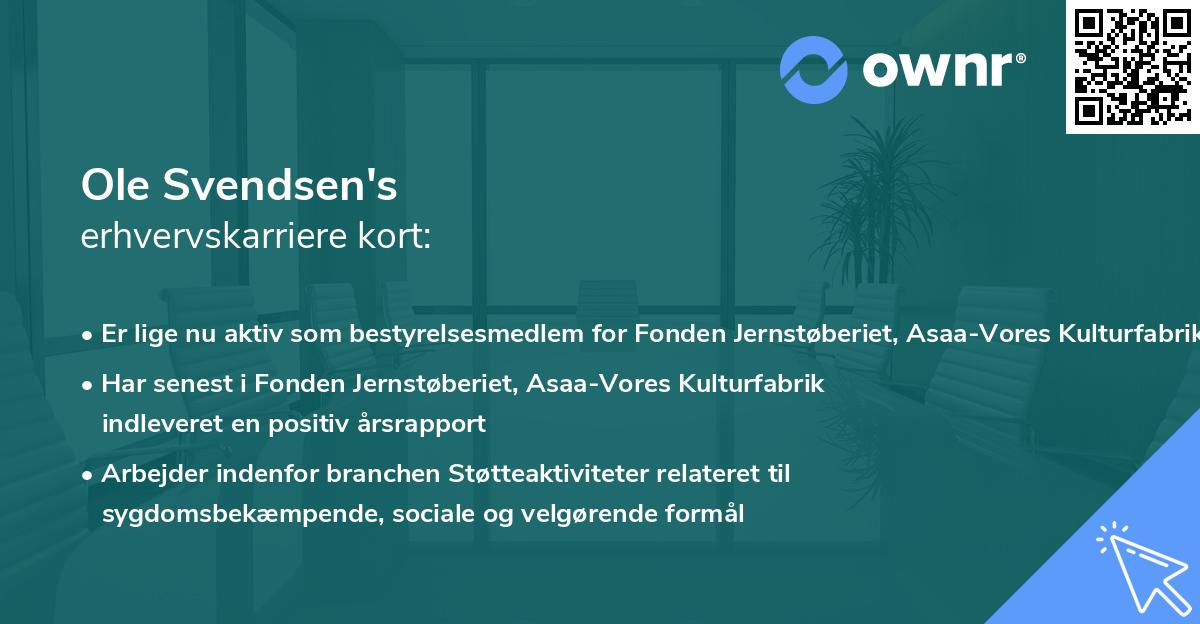 Ole Svendsen's erhvervskarriere kort