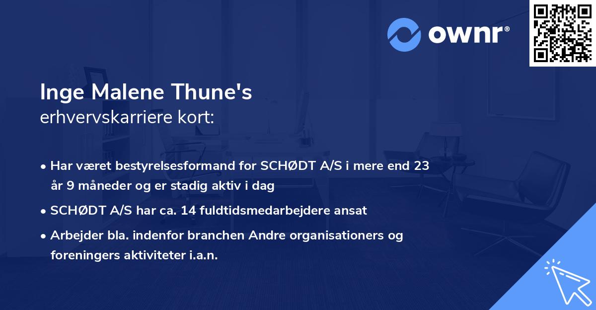 Inge Malene Thune's erhvervskarriere kort