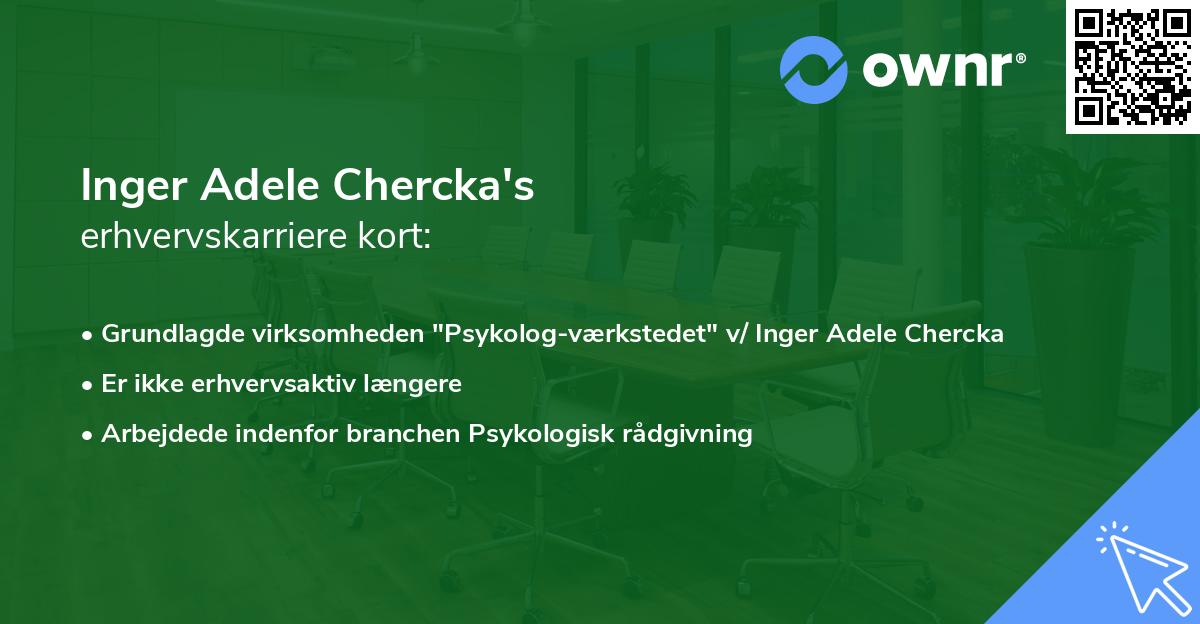 Inger Adele Chercka's erhvervskarriere kort