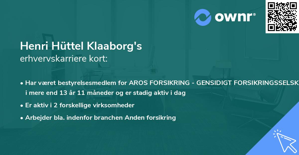Henri Hüttel Klaaborg's erhvervskarriere kort