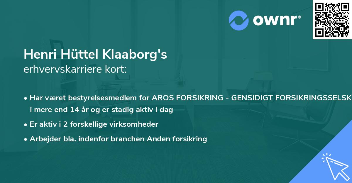 Henri Hüttel Klaaborg's erhvervskarriere kort