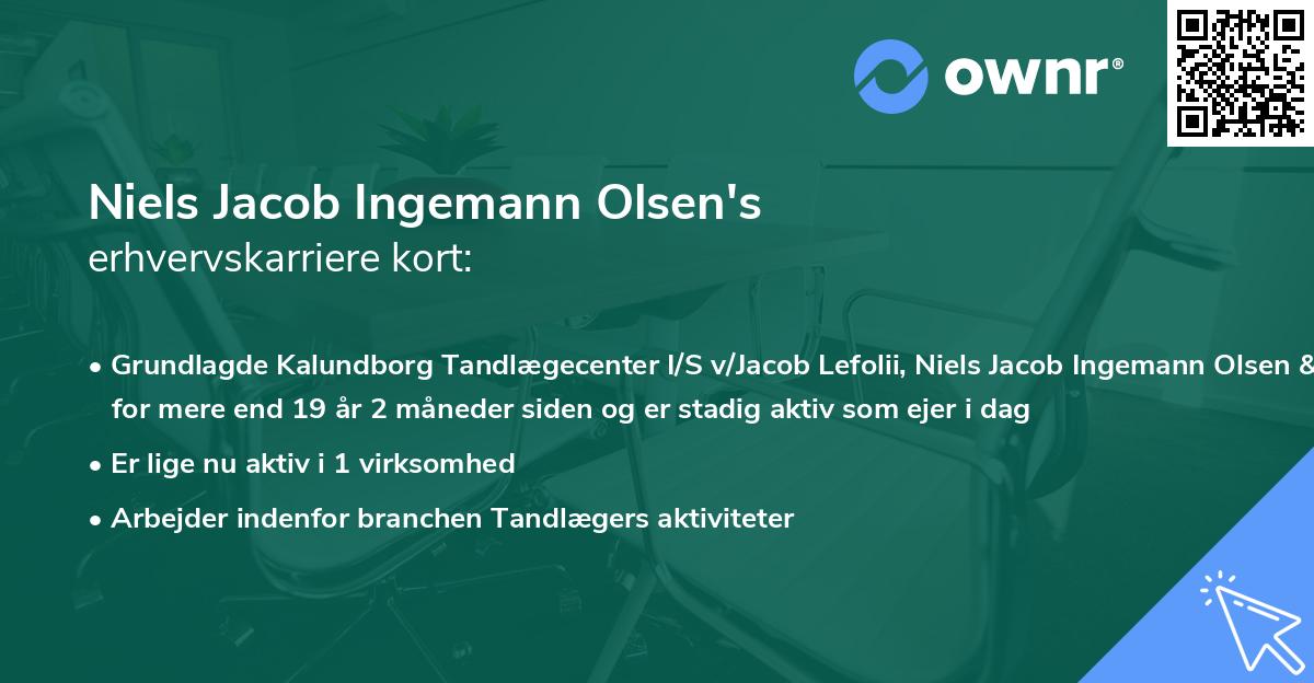 Niels Jacob Ingemann Olsen's erhvervskarriere kort