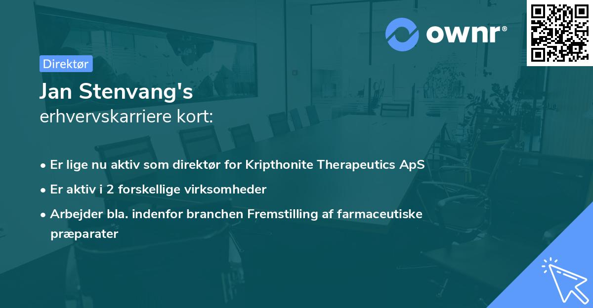 Jan Stenvang's erhvervskarriere kort