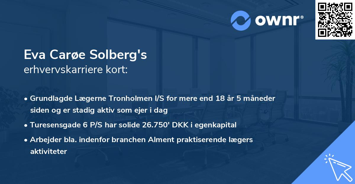Eva Carøe Solberg's erhvervskarriere kort
