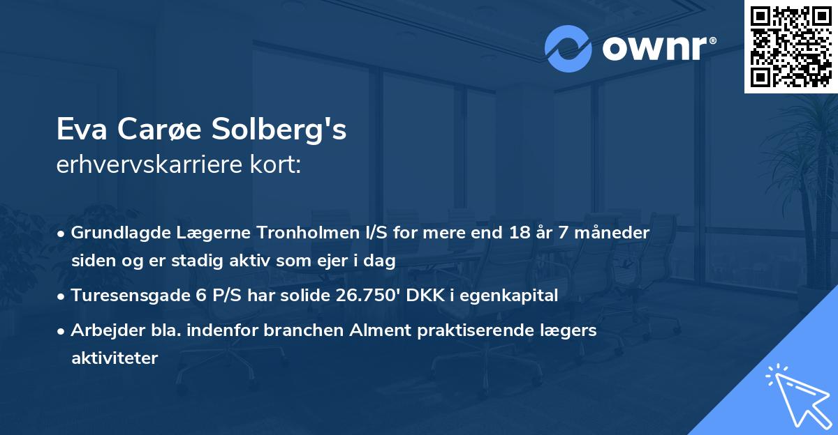 Eva Carøe Solberg's erhvervskarriere kort