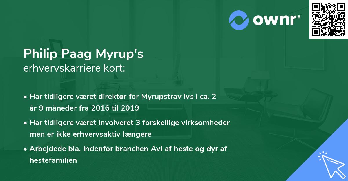 Philip Paag Myrup's erhvervskarriere kort