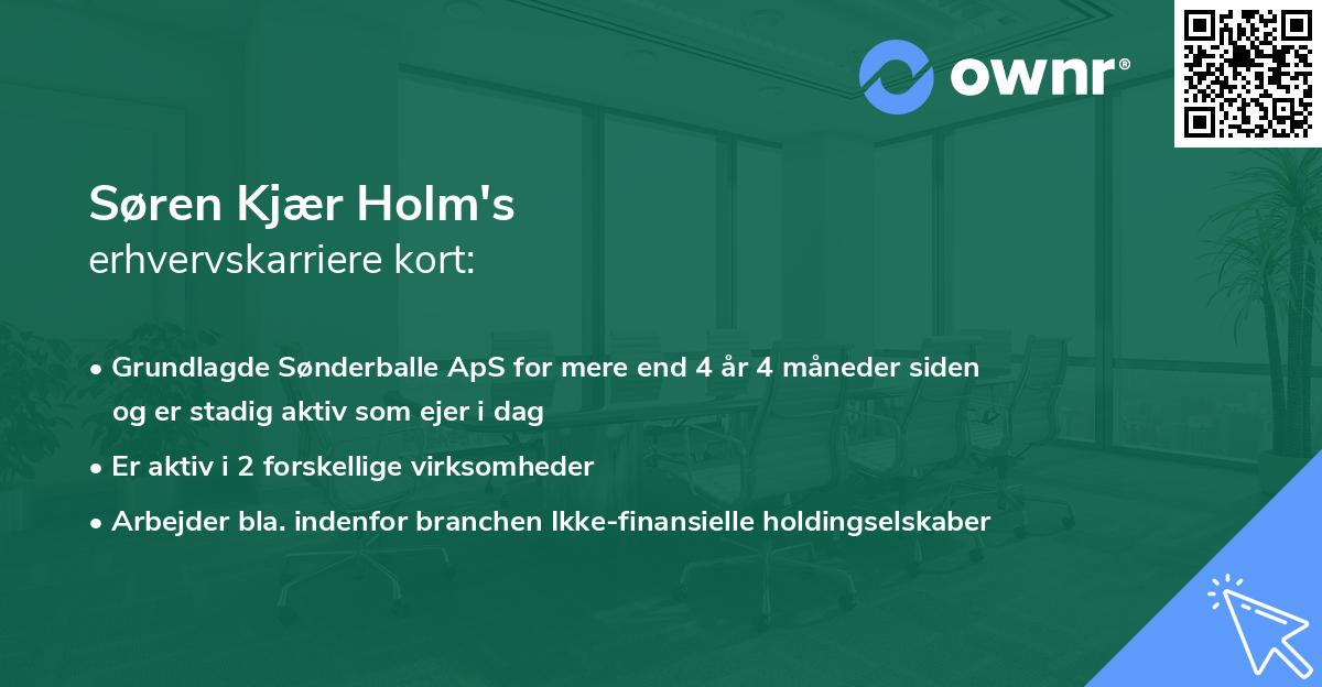 Søren Kjær Holm's erhvervskarriere kort