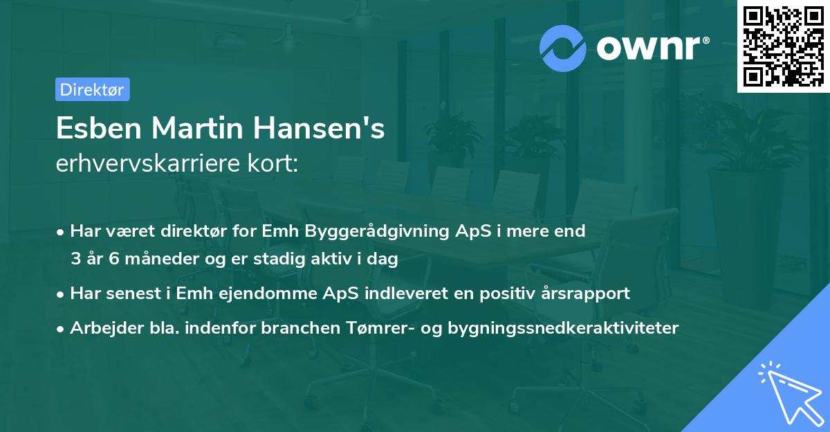 Esben Martin Hansen's erhvervskarriere kort