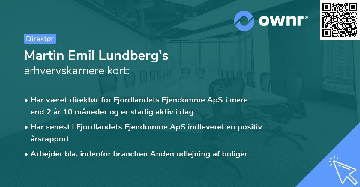 Martin Emil Lundberg's erhvervskarriere kort