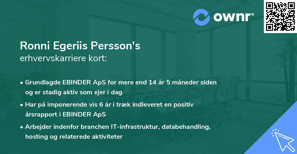 Ronni Egeriis Persson's erhvervskarriere kort