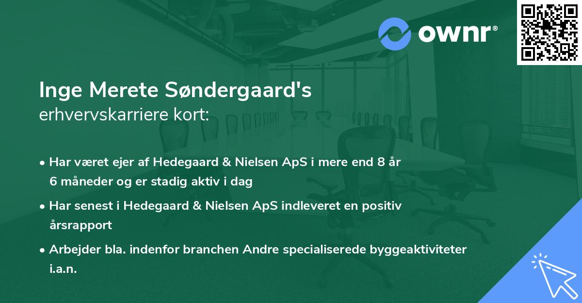Inge Merete Søndergaard's erhvervskarriere kort