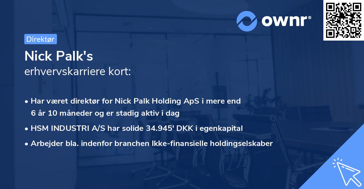 Nick Palk's erhvervskarriere kort