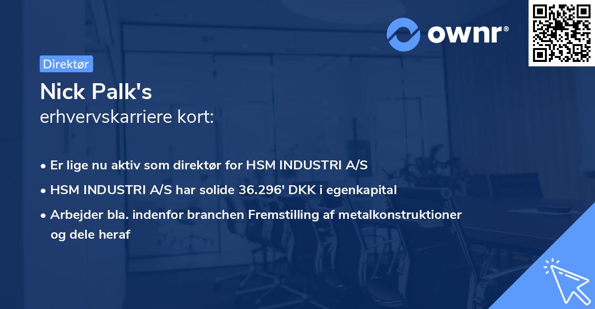Nick Palk's erhvervskarriere kort