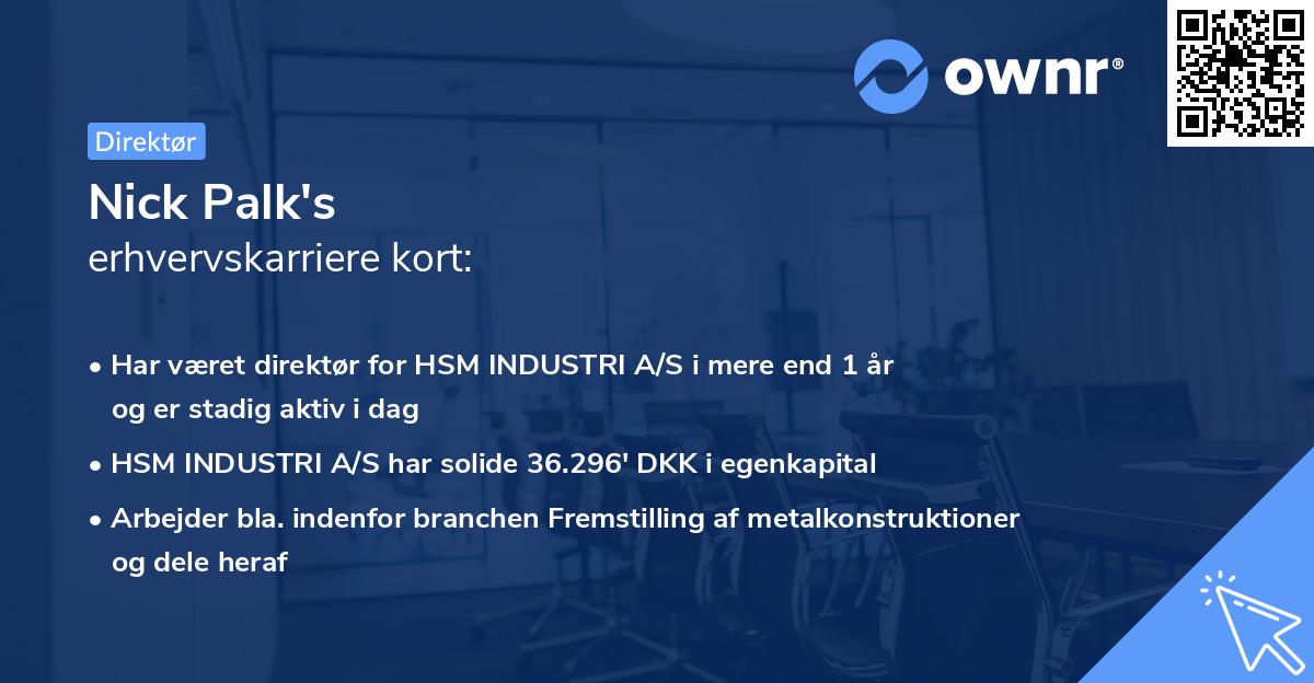 Nick Palk's erhvervskarriere kort