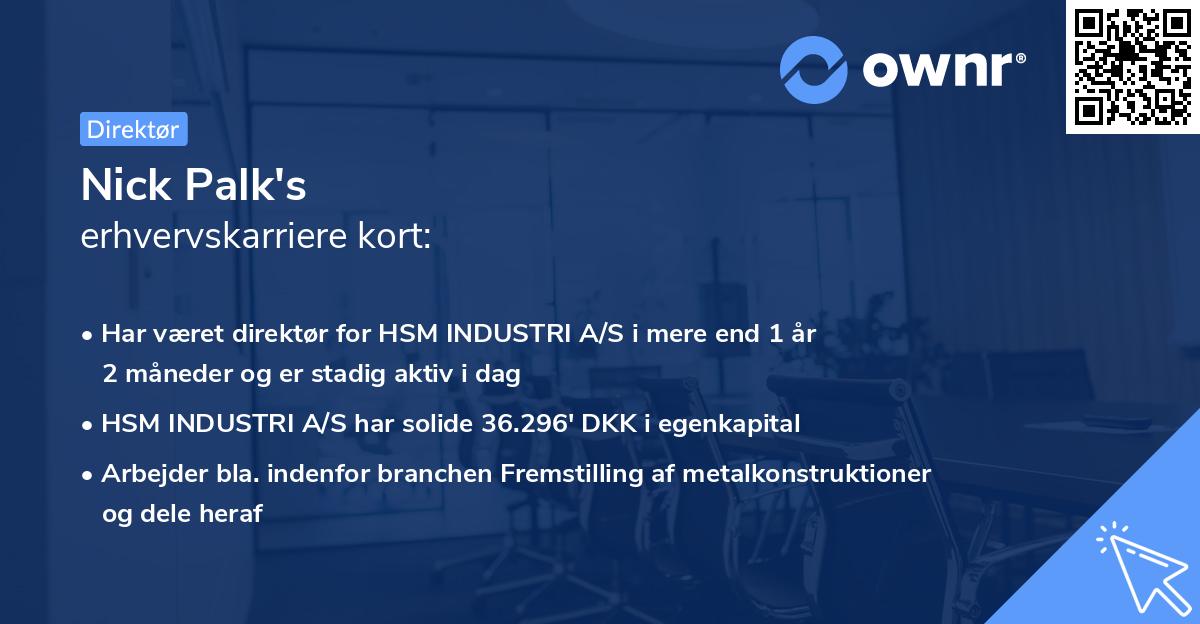 Nick Palk's erhvervskarriere kort